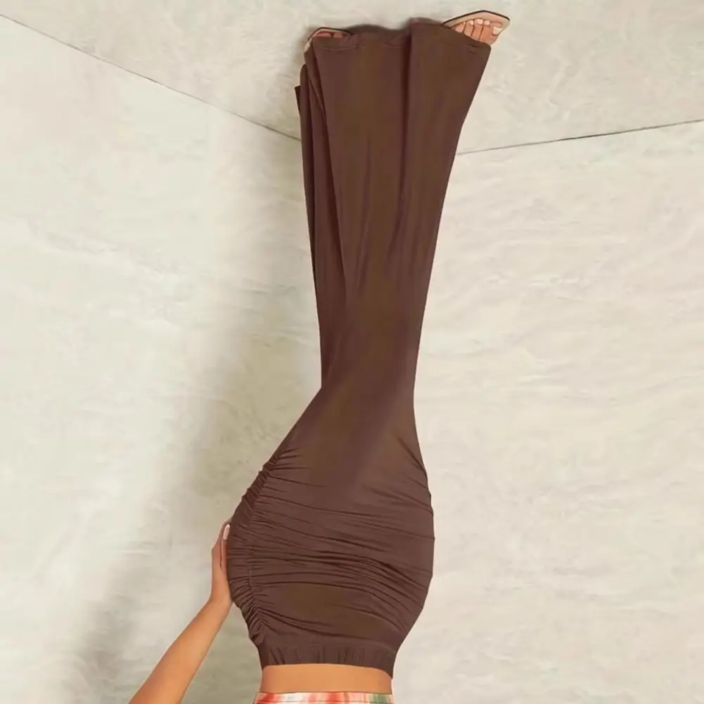 

2025 Fishtail Skirt High Waist Ruched Women Skirt Solid Color Design Slimming Effect Long Skirt Commuting Streetwear