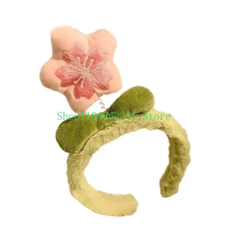 652F Halloween Flower Headbands Embroidered Plush Headwear Hairbands Headwear Floral Hairbands Birthday Party