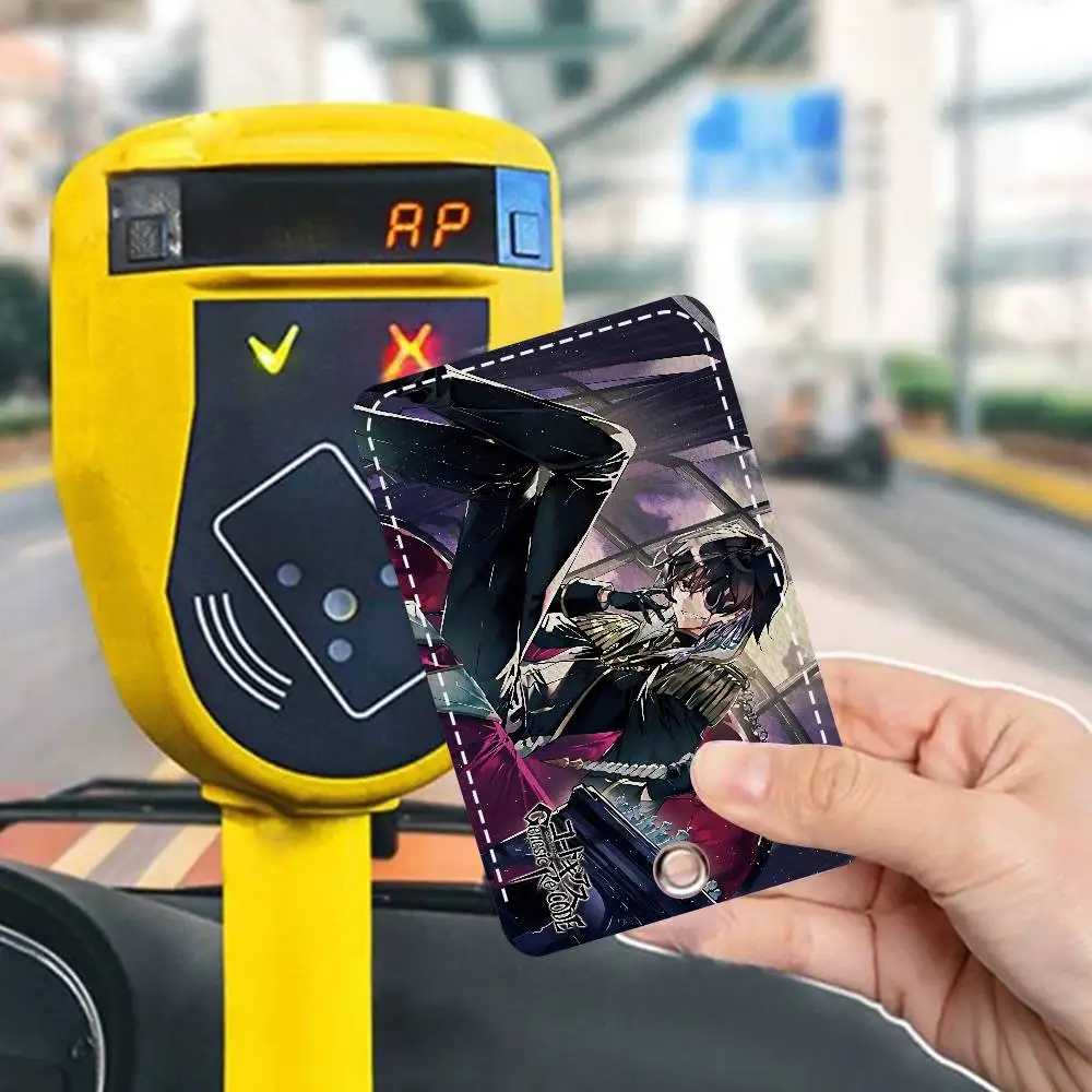 Anime Julius Kingsley Code Geass Rectangle ID Card Case Keychain Access Card Bag Key Tag Ring Leather Card Holder Key Ring