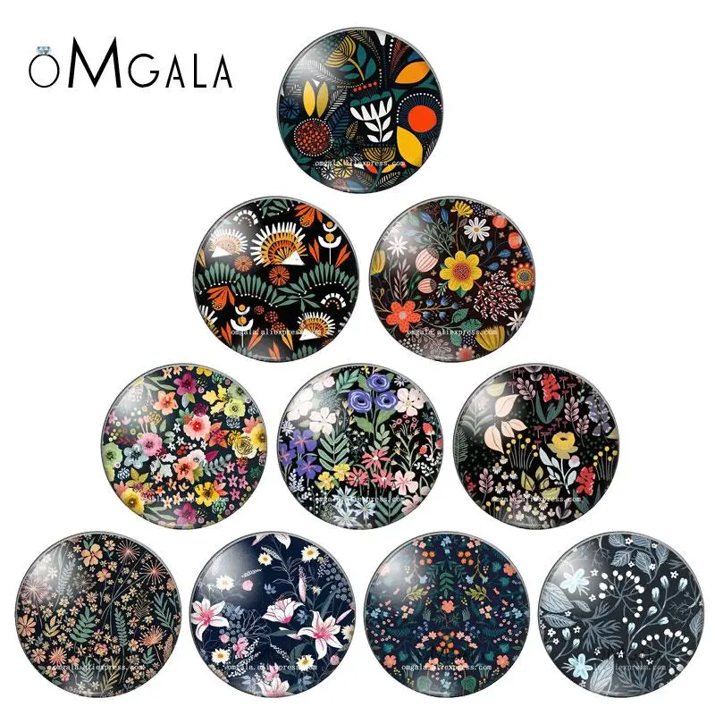 

Художественные красочные цветы, растения, картины 12 мм/14 мм/16 мм/18 мм/20 мм/25 мм, круглые фото, стеклянный кабошон, демо, плоская задняя часть, выводы