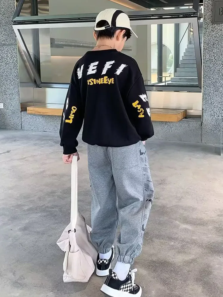 

For 120-170cm Boys Cargo Pants Thick Trousers For 2025 Winter Autumn Kids Fleece Sport Pants Teenage Children Casual Trousers