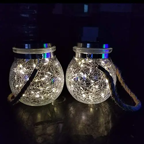 LEDs Solar Night Light Crack Ball szklany słoik lampa życząca ogrodowa dekoracje na choinkę światło dla imprezowej atmosfery wystroju