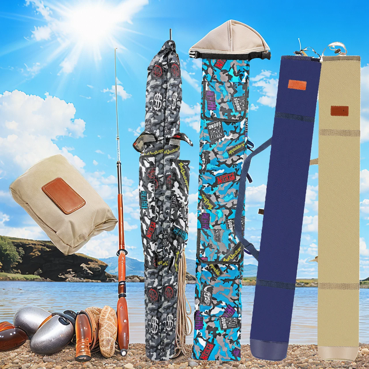 

Waterproof Thickened Fishing Rod Portable Hard-Shell Case Bag Storage Holder Sea Universal Foldable Backpack Shoulder