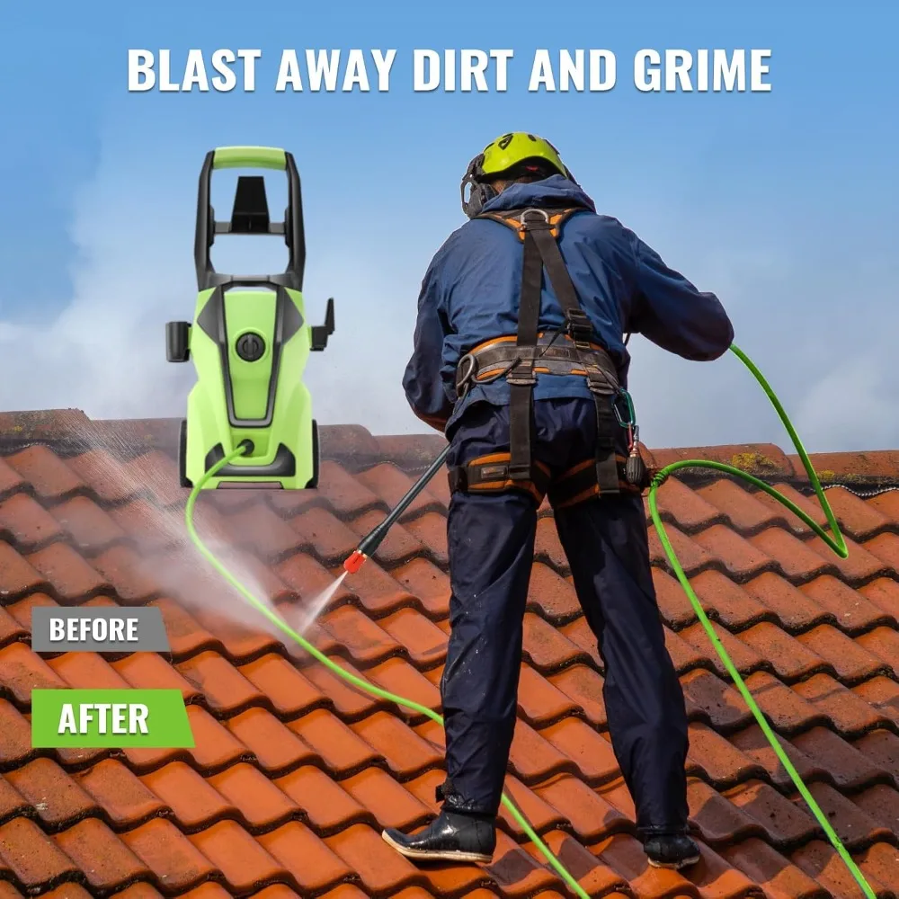 5000PSI 파워 클리너 (폼 캐논 포함), 4개 노즐, 33피트 호스 및 세제통, 자동차/차도/테라스 청소용