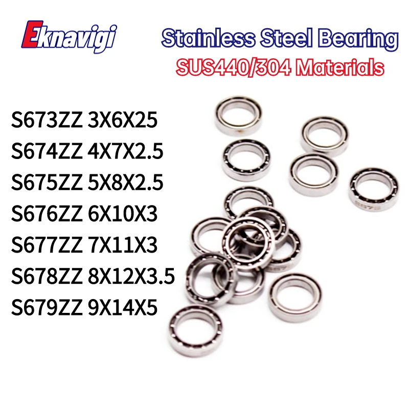5PCS SUS440 S673/674/675/678 / S679ZZ Waterproof Corrosion Resistant Stainless Steel Bearing Deep Groove Ball Bearings