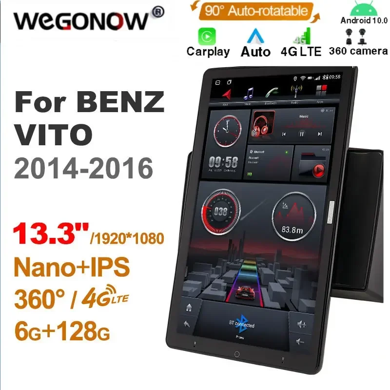 13.3 Inch Ownice 1Din Android 10.0 Car Radio 360 Panorama for BENZ VITO 2014-2018 GPS Auto Audio Player SPDIF 4G LTE NO DVD