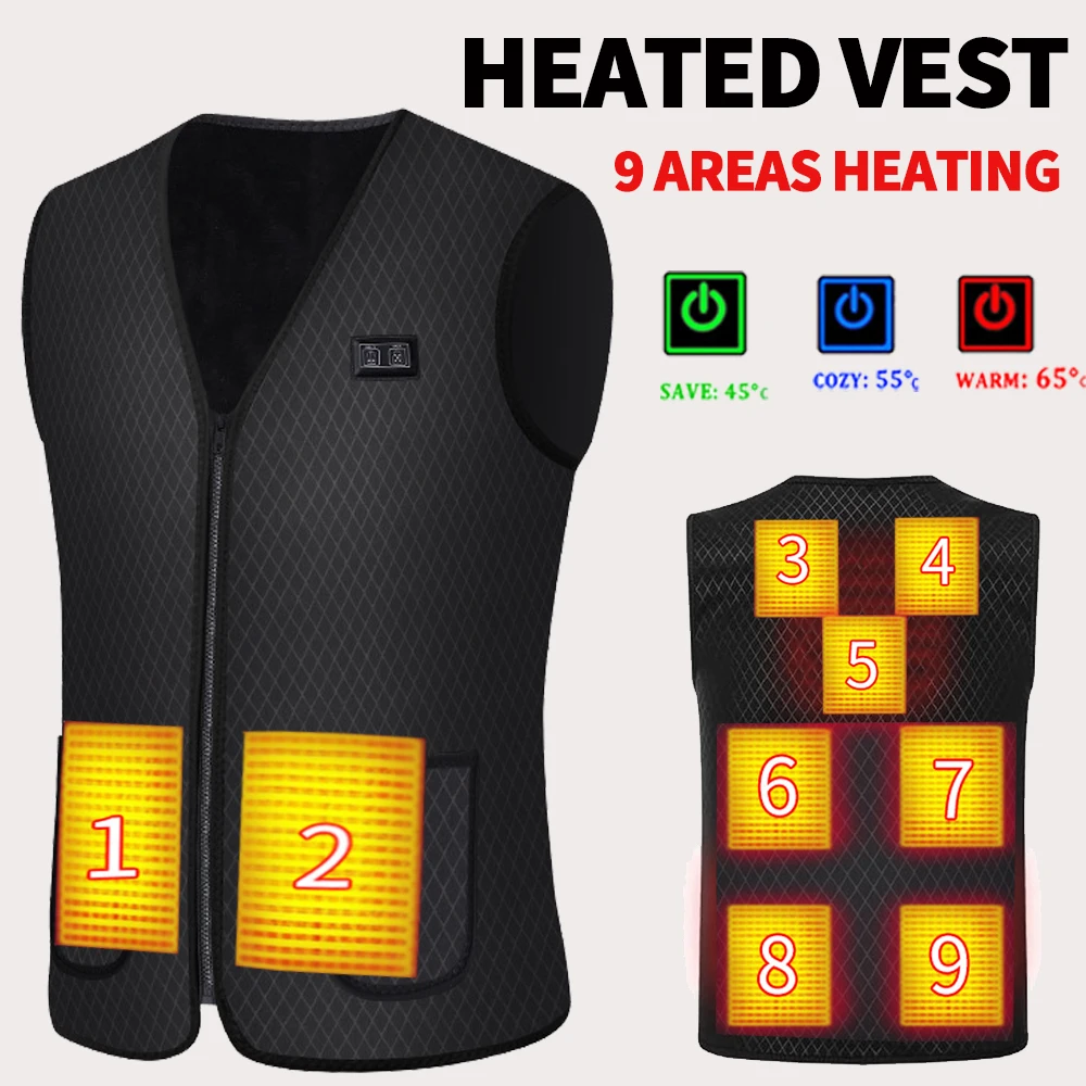 

9 zones heated jacket heated vest clothing heated jackets men woman electric heated jacket clothing usb winter jacket heating