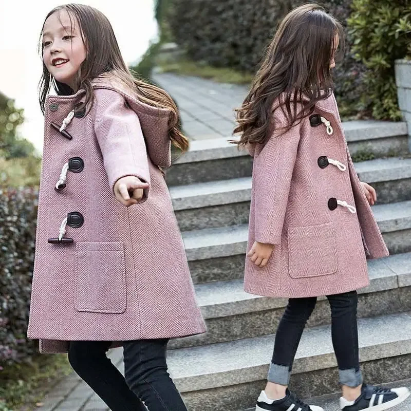 Pink Children Spring Winter For Kids Girl Casual Hooded Coat Outerwear Teenage Thick Outwear Jackets High Quality