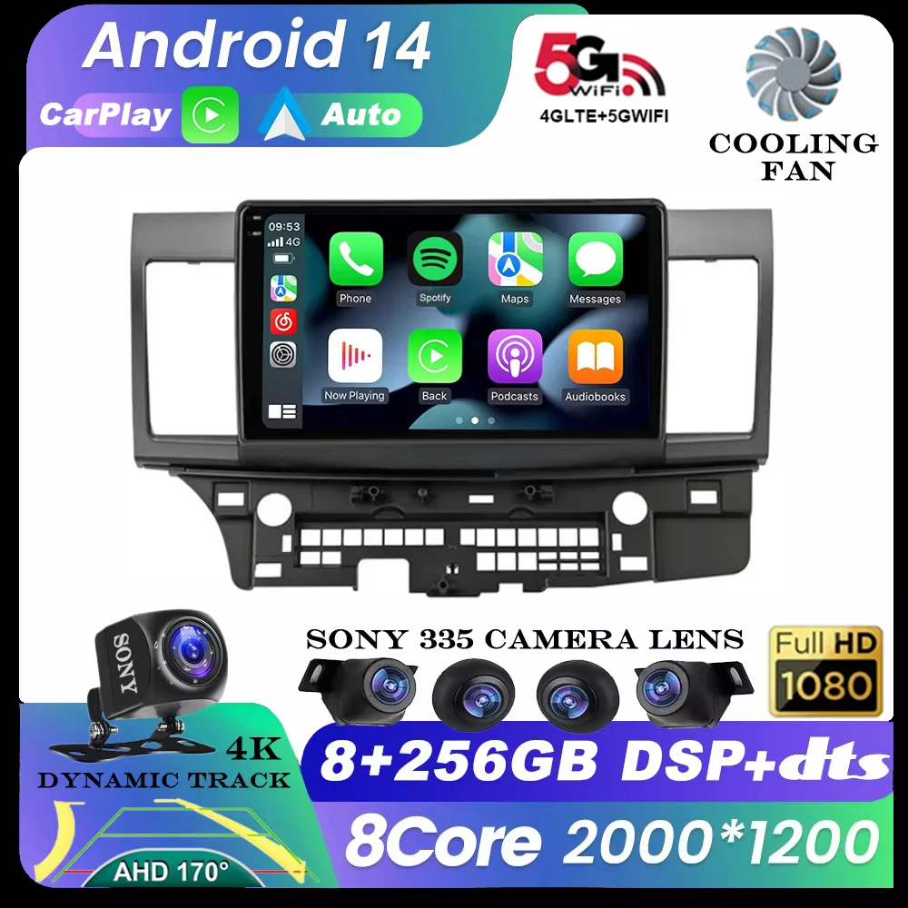 

Android 14 Car Radio For Mitsubishi Lancer 10 CY 2007 - 2017 Multimedia Video Player 2 din WIFI+4G Navigation GPS Stereo Carplay