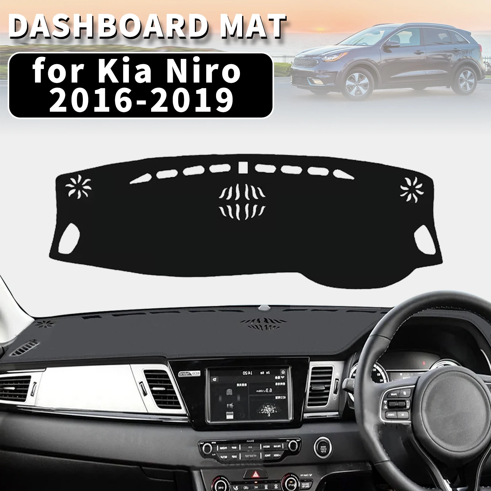 

for Kia Niro e-Niro 2019-2016 Dashmat Dashboard Cover Dash Mat Anti-UV Sun Shade Carpet Pad Car Styling Accessories Protector
