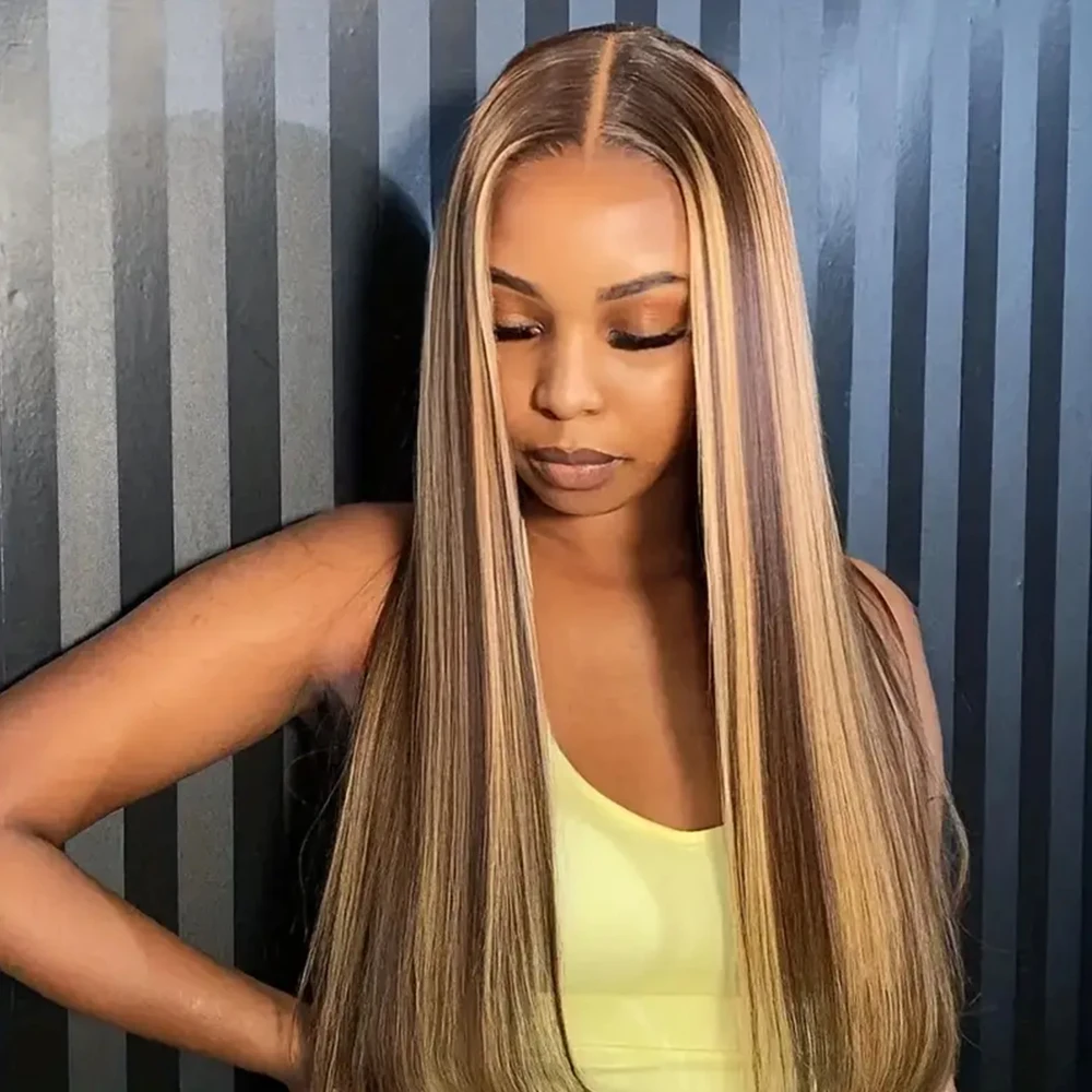 200 الكثافة تسليط الضوء على 13x4 13x6 HD الدانتيل أمامي شفاف P4/27 الملونة مستقيم أمامي قطعها الدانتيل خصلات الشعر المستعار الإنسان