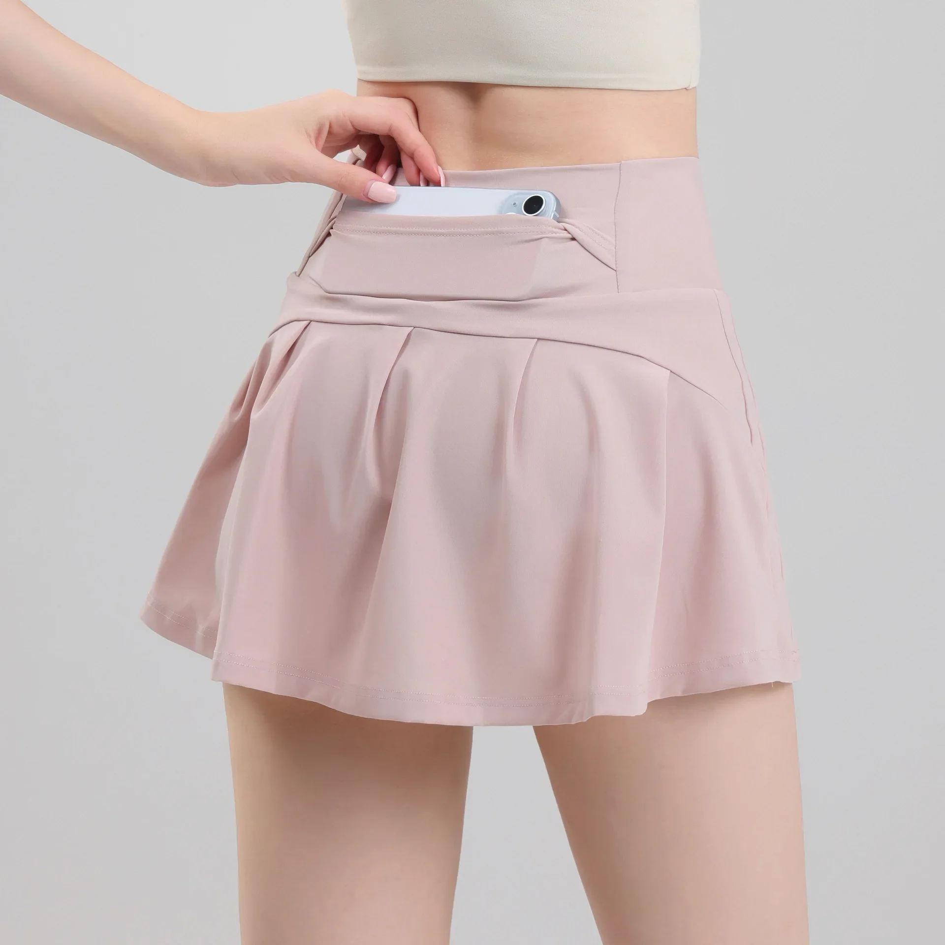 Sports Ice Feeling Women Anti Exposure Badminton Golf Tennis Skirts Fitness High Waist Running Athletic Double Layers Shorts