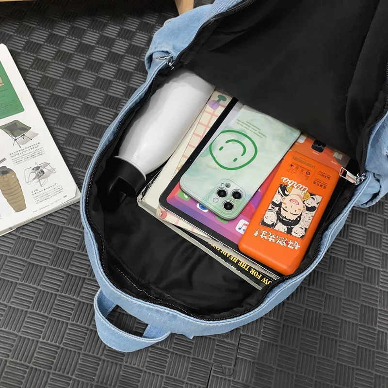 Mochila de mezclilla para mujer, morral Viral de viaje para jóvenes, mochila escolar impermeable para libros, gran capacidad, paquete deportivo, tendencia 2024