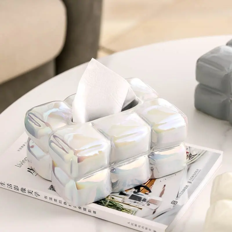Luxury Chocolate Tissue Box Cover Ceramics Tissue Box High-grade Home Creative Napkins Tissue Holder Livingroom Table Decoration
