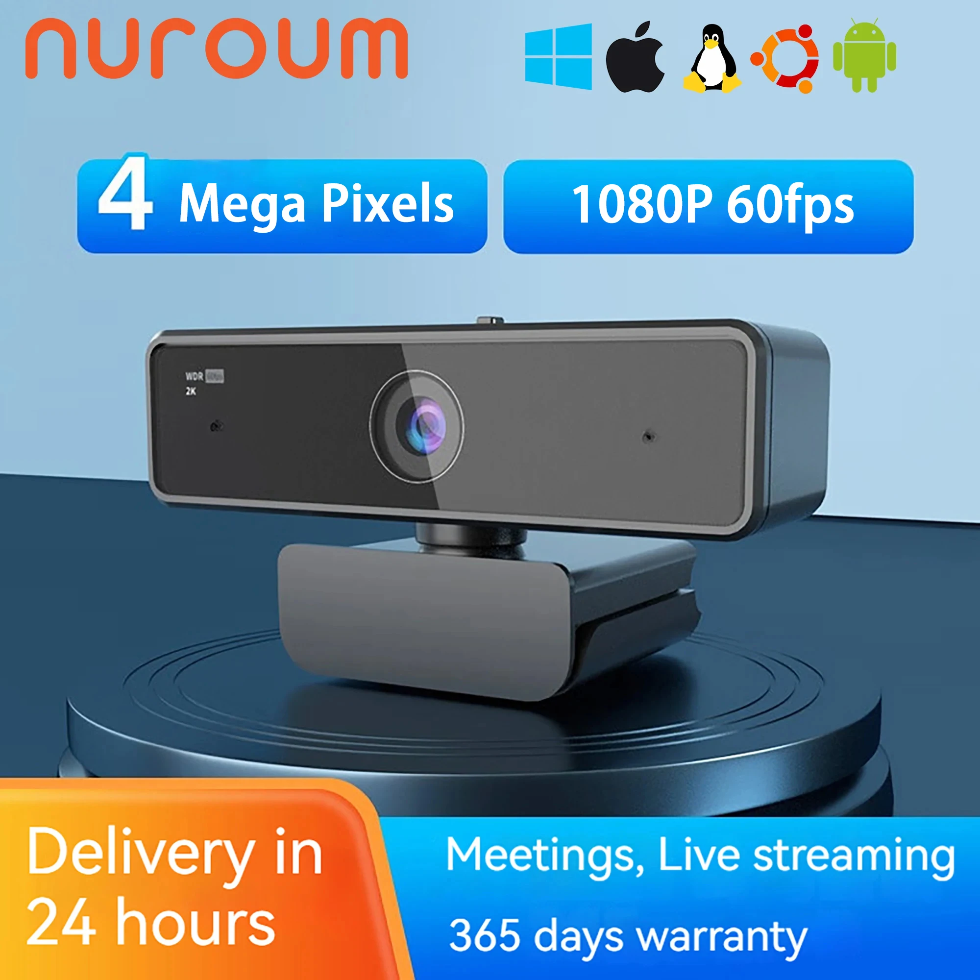 Nuroum V11 High Quality 1080p 60fps Full Hd Plug And Play Computer Usb Web Camera Mini Webcam 2K For Pc Laptop With Microphone