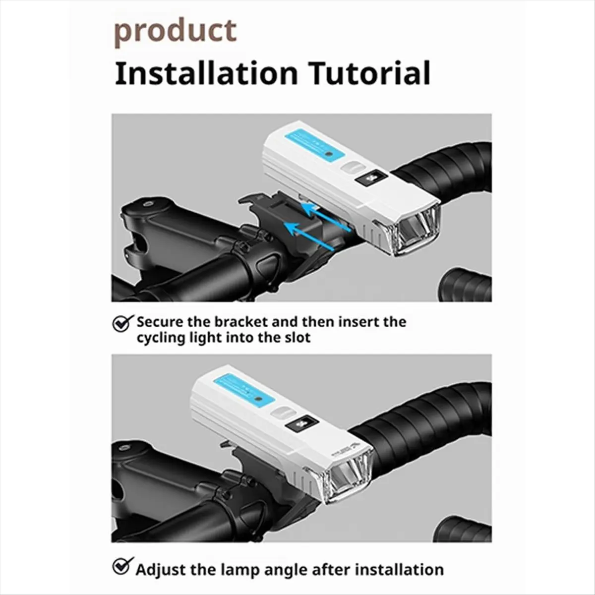 Farol de bicicleta com display digital, lanterna à prova d'água de alto brilho para passeios noturnos de montanha, branco