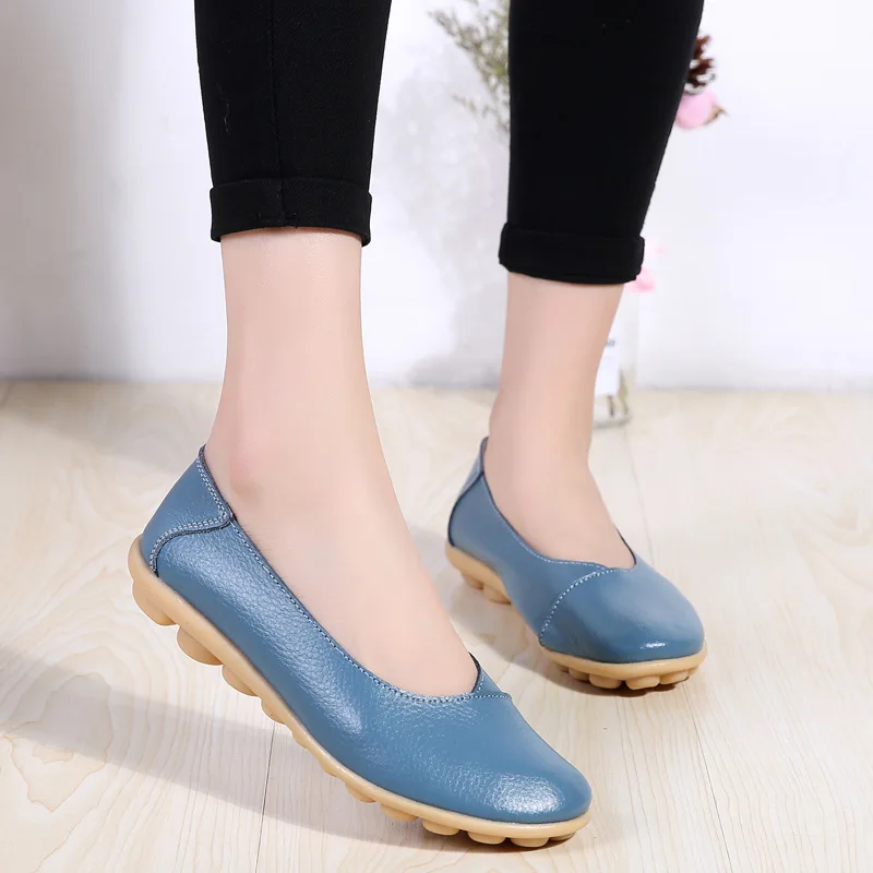 Plus size 11/12 ladies slip on loafers shoes woma2024 trendy summer female flats white genuine leather shoes