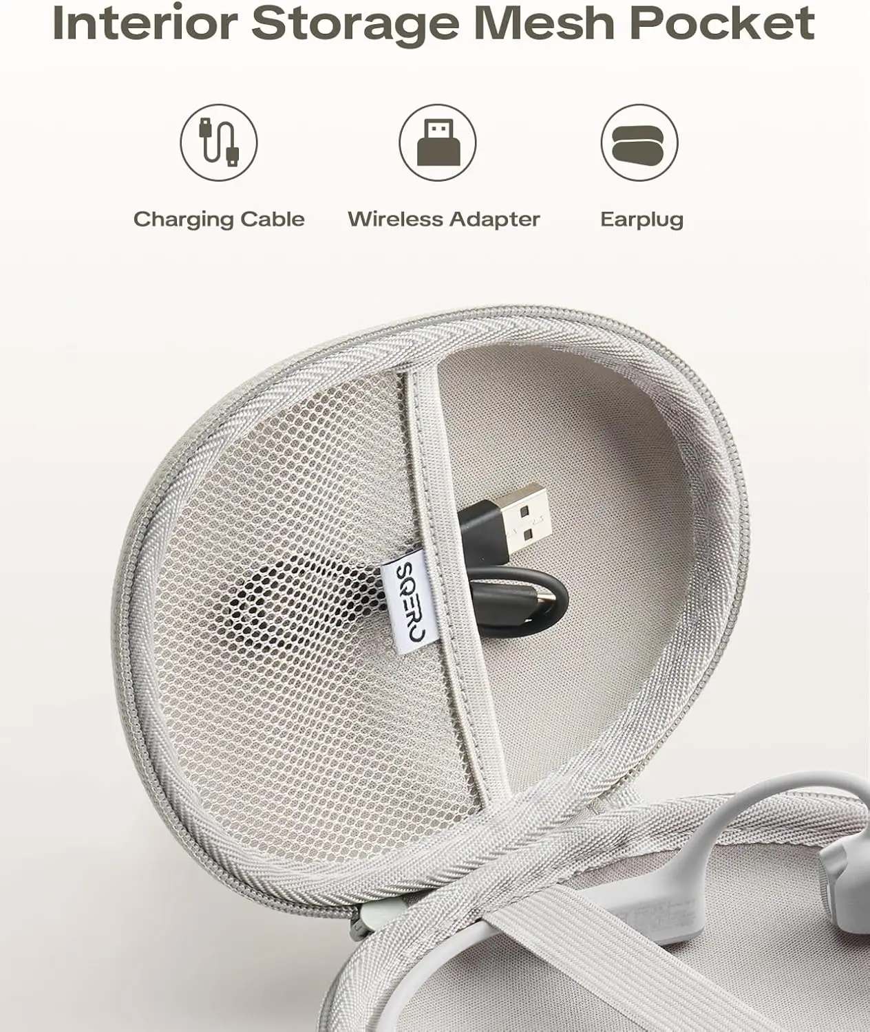 Headphone Case for Shokz OpenRun Pro 2/OpenRun/OpenSwim Pro/OpenMove Bone Conduction Earphones, Portable Travel Carrying Case view 5