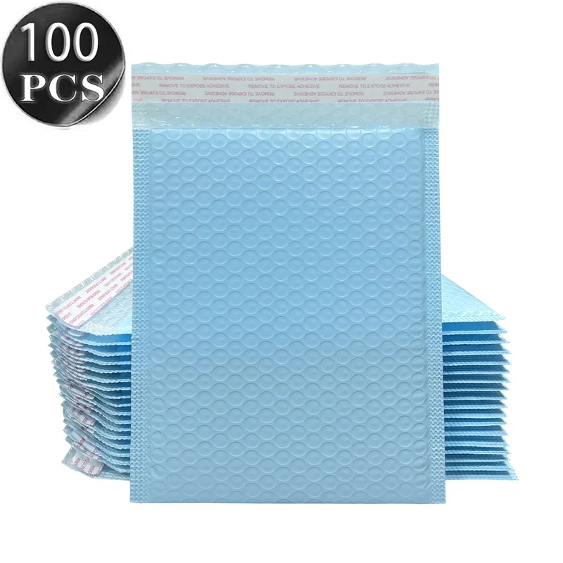 Blue Poly Bubble Mailer Self‑Adhesive Mailing Envelopes Waterproof Protective Packaging Bags for Gift Shipping