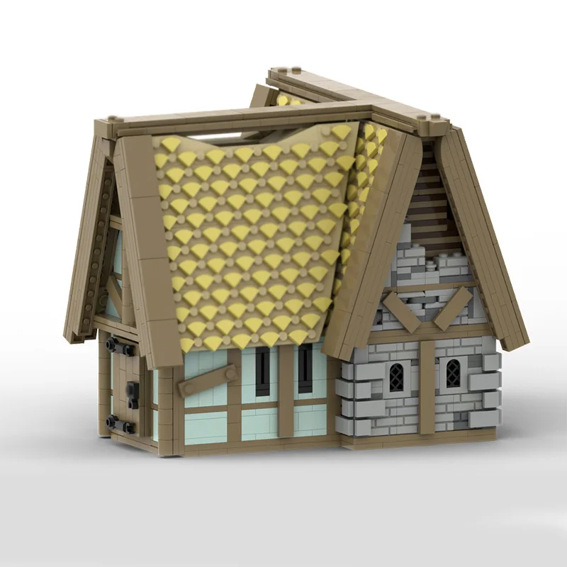 Medieval Castle Model MOC Building Bricks Medieval Cottage Modular Technology Gifts Holiday Assemble Children Toys Suit