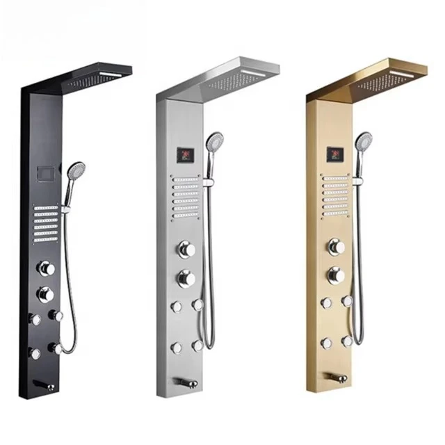 

Душевая колонна из нержавеющей стали 304 с LED-подсветкой, термостатом, массажем и функцией спа, умная душевая система для ванной комнаты