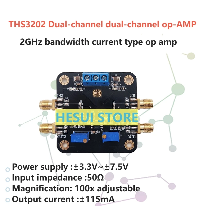 

Модуль операционного усилителя THS3202, полоса пропускания 2 ГГц, двойной усилитель тока