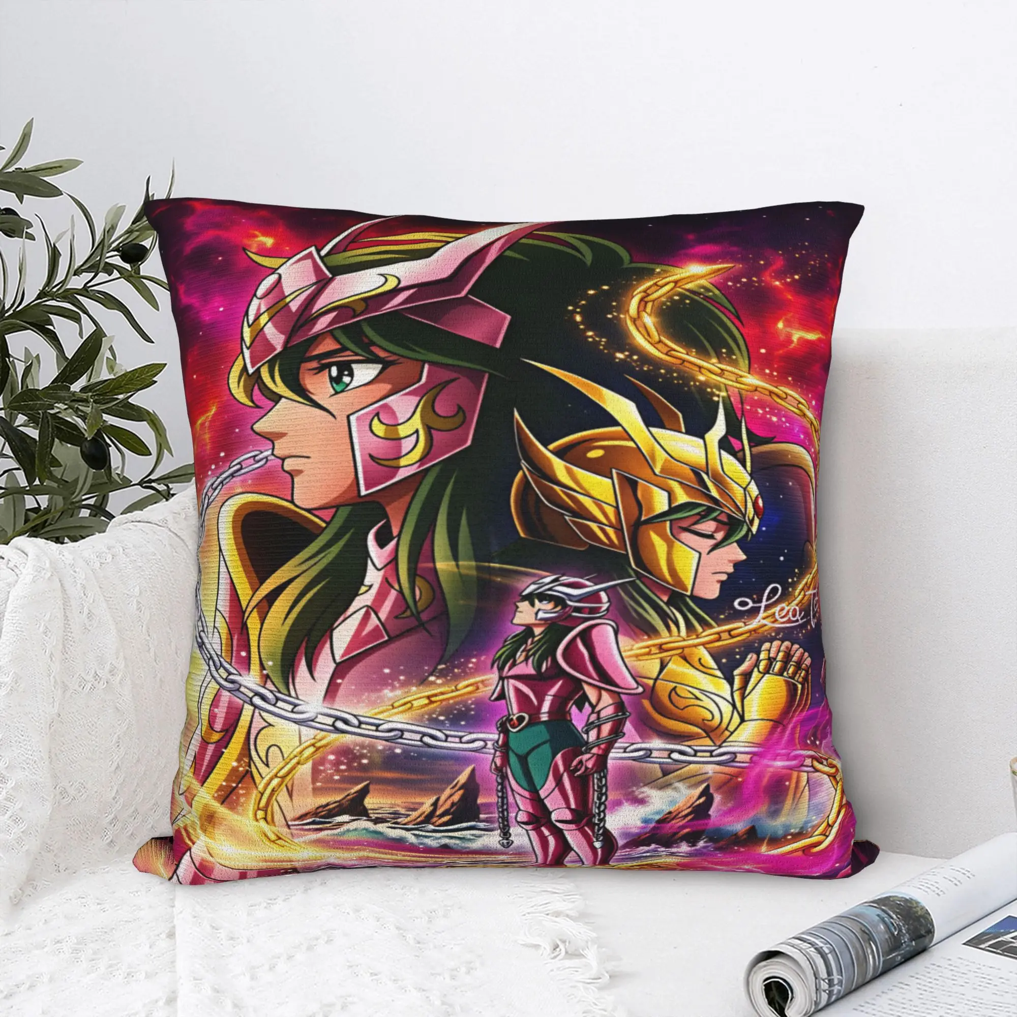 Pillow Cover Saint Seiya Gold Saint  Fashion Pillow Case For Living Room Sofa Pillowcases