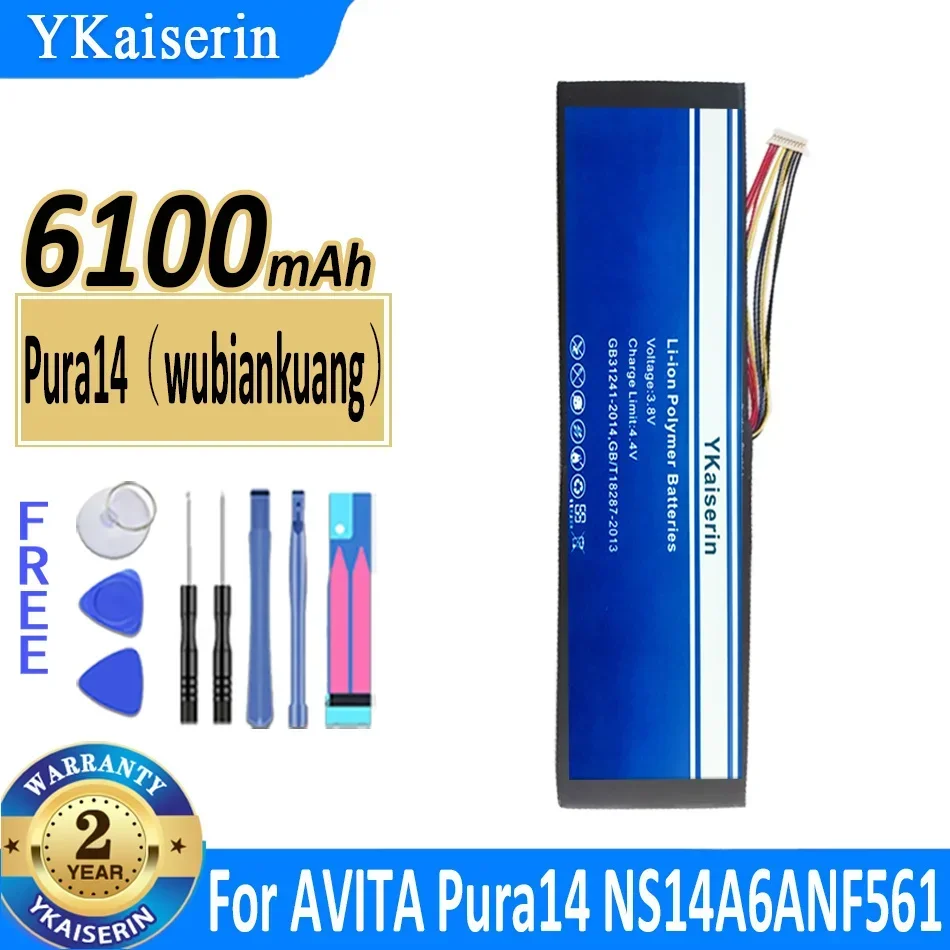 

Аккумулятор для ноутбука YKaiserin, 6100 мАч, pura 14 для AVITA Pura14 NS14A6ANF561 CN6613-2S3P, аккумуляторы