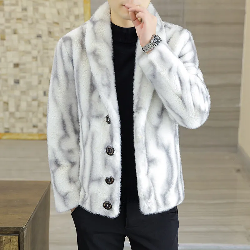 

Men's Faionable Double-Sided Wear Thiened Winter Coat 2025 New Sle Simulation Fur Leather Clothes Inteated Skin...