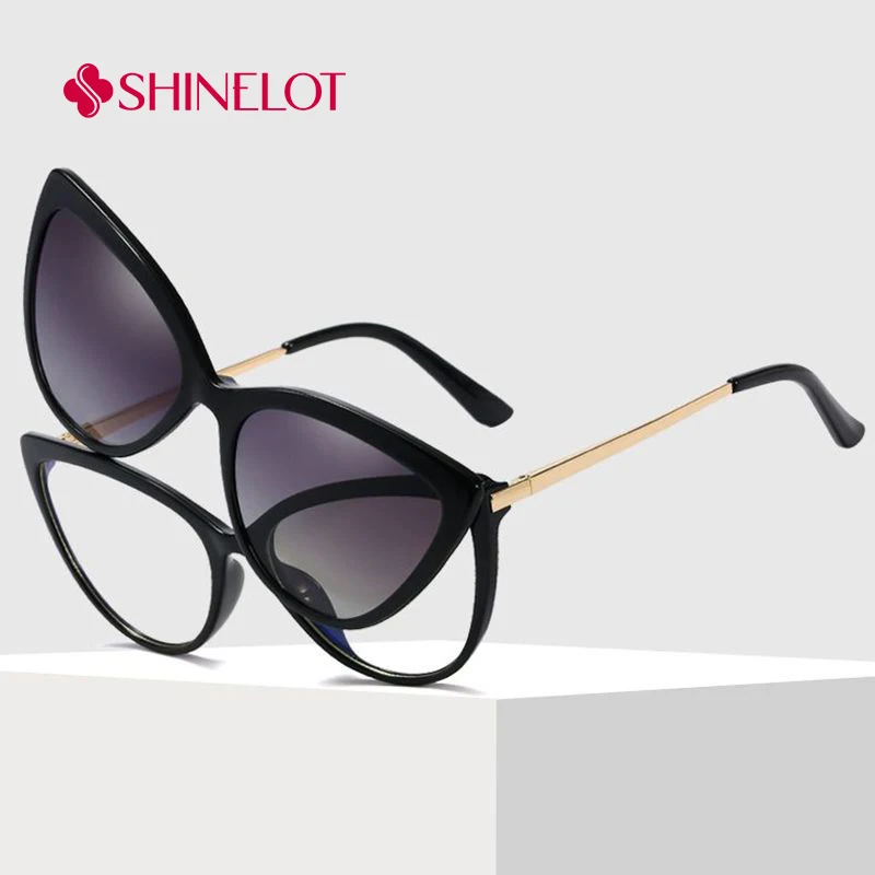 

95658 Hot Sale Clip on Sunglasses Polarization Magnetic Anti-Blue Light Sun Glasses UV400 Female Shades Eye Protection Eyewear