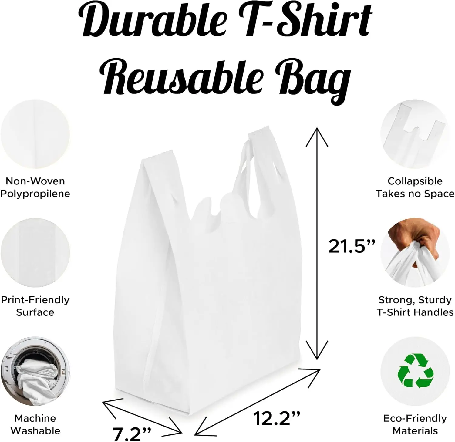 450 Pack Reusable Eco-Friendly Grocery T-Shirt Shopping Bags Durable, Environmentally Friendly Recyclable