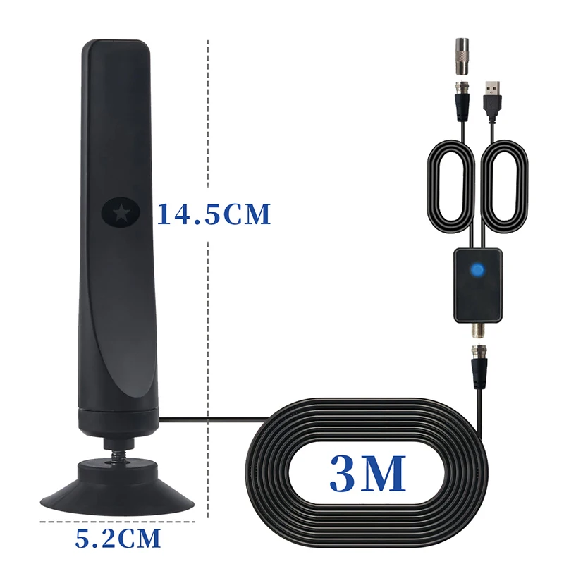 Antena Digital para Smart TV, antena de TV portátil Digital HD para interiores con amplificador de señal, compatible con todas las TV