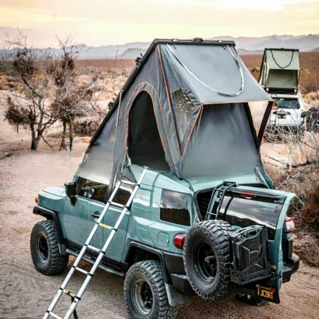 Triangular Aluminum Alloy Roof Top Tent Four-Season 2000-3000mm Waterproof Oxford 4 Person Easy Install Outdoor Camping