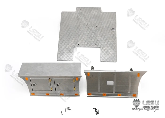 LESU G-6245 Metall Edelstahl Pedal-Seitenschweller Werkzeugkasten mit Beleuchtungsset für Tamiya 1/14 RC Dreiachsiger Traktor-LKW – Detail 5