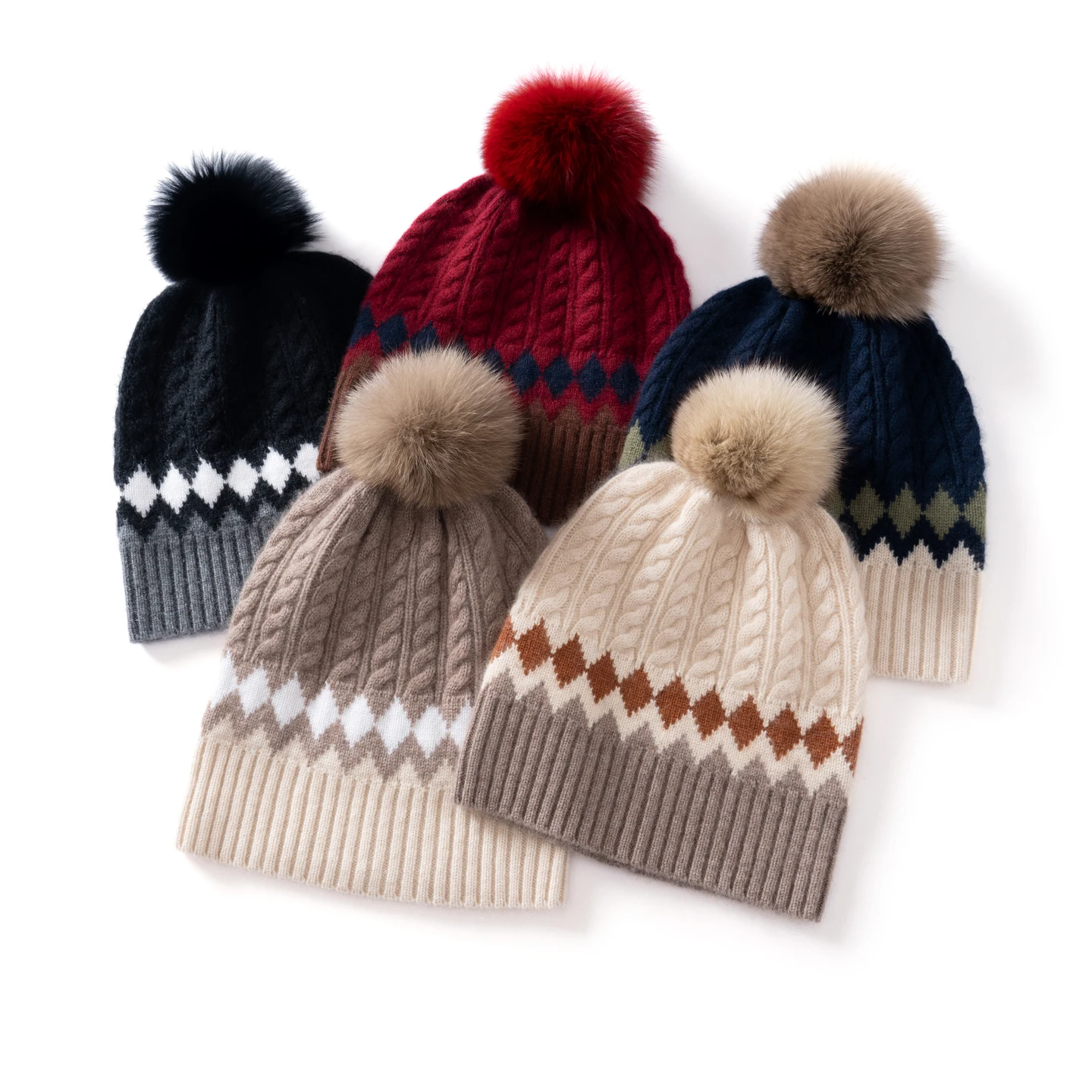 

ATTYYWS New 100% cashmere women's pullover hat with color blocked knitting for warmth and comfort, autumn and winter women's
