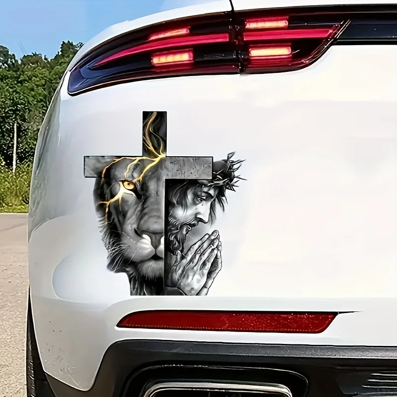 

Cross of Strength and Faith Lion Cool Car Stickers - Suitable for any vehicle - computer laptop, etc