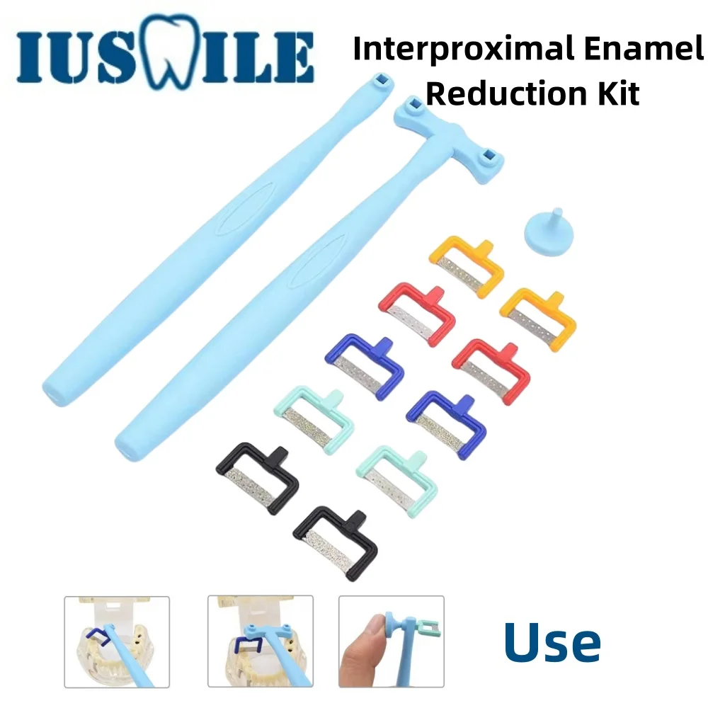 Dental Interproximal Enamel Reduction Kit Reciprocating IPR System Manual Handle With 10 PCS Automatic Strips For Orthodontic