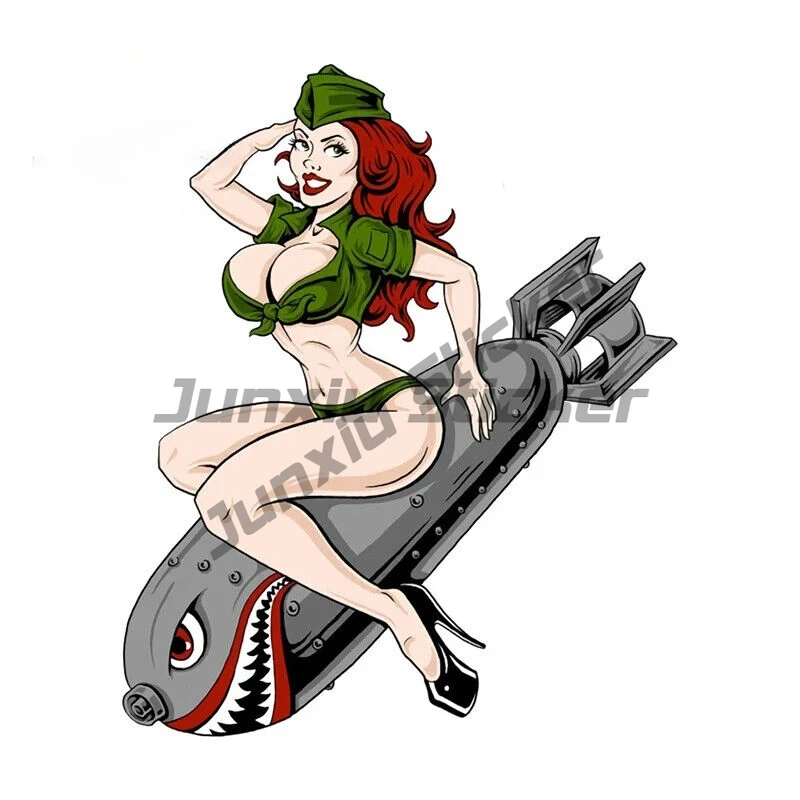 Rocket Poster Girl Retro Car Sticker Drop DIY Decoration 4x4 Off Road Waterproof Motorcycle Helmet Wall Styling