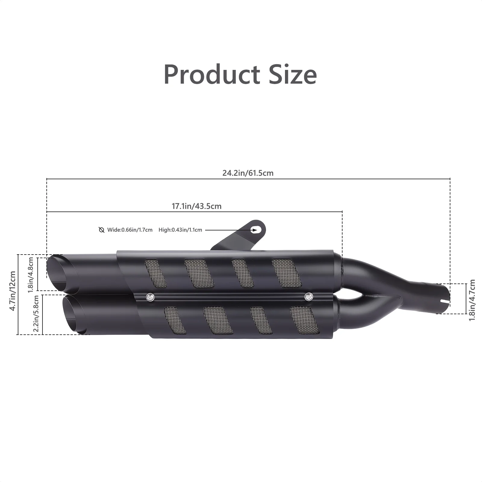 For Kawasaki Eliminator 450 500 2024-2025 Motorcycle Exhaust Slip-on Muffler Pipe Tube with Heat Shield Cover Kit Black