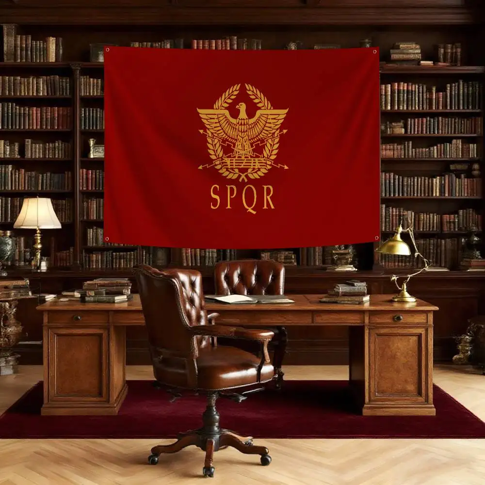 R-Roman E-Empire Flag Banners Four Hole Flag Polyester Outdoor Decor Room Aesthetic