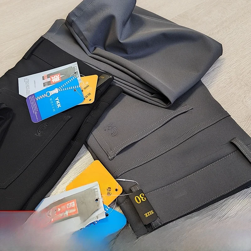 

High Elastic Mixed Fiber Men's Casual Pants 3D Tailoring Spring Busin Commute Straight Leg Faion Urban Sle Youth