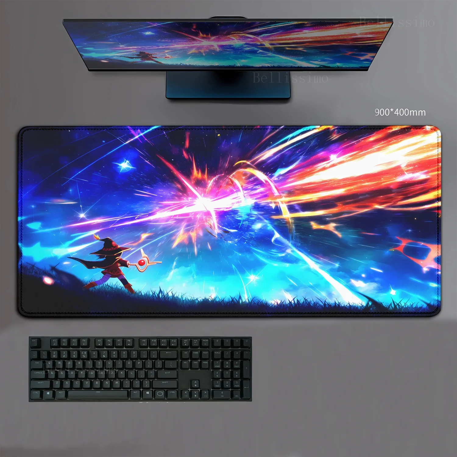 Alfombrilla de ratón KonoSuba Megumin XXL, alfombrilla de ordenador de Anime de 900x400mm, accesorios para juegos, alfombrilla de ratón Kawaii, alfombrilla grande para teclado