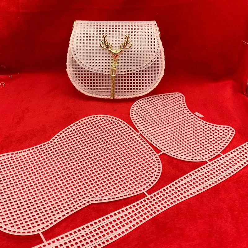 Bolsa de herradura, forro de tejido de malla, accesorios de hoja de malla de plástico, herramientas de ajuste de gancho DIY de terciopelo, accesorio