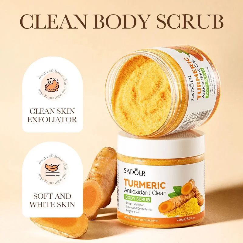 Turmeric Scrub 240g Brightening Antioxidant Flower Cleanses body and moisturizes skin