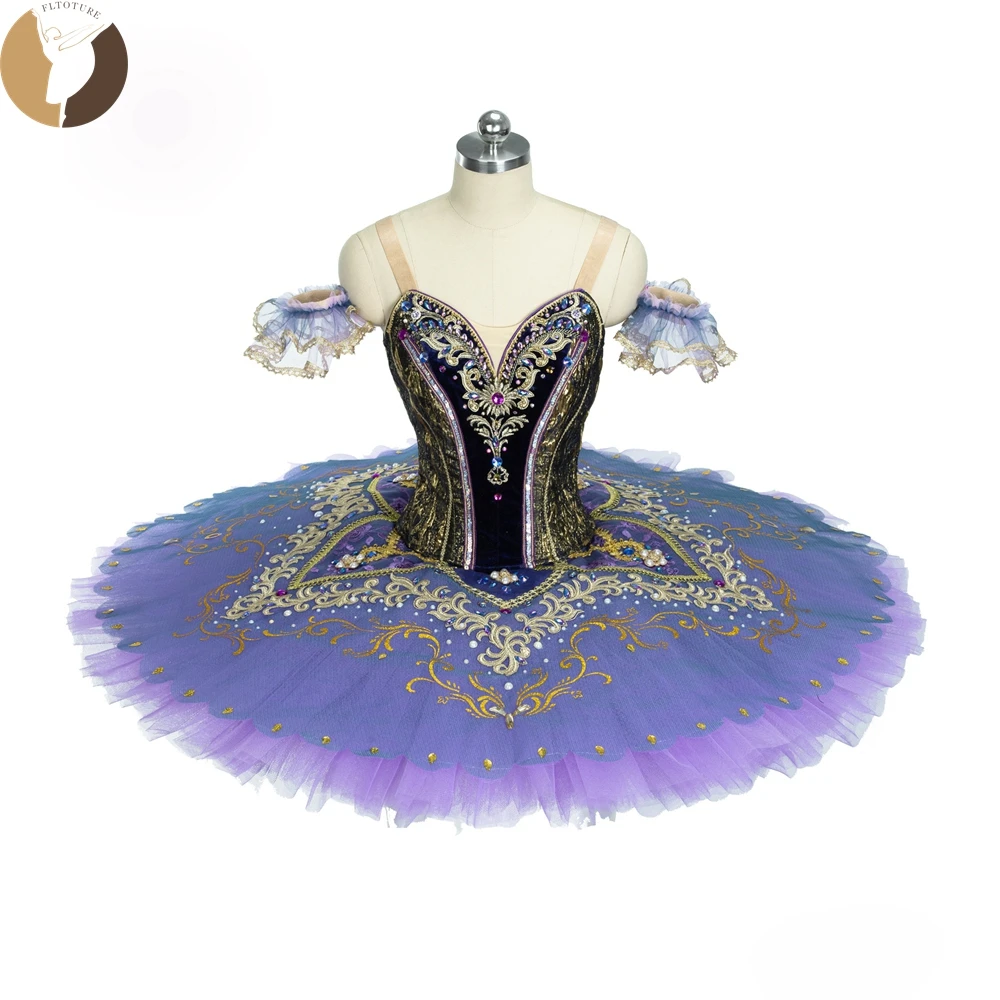 FLTOTURE  2025 New Arrival Professional Classical Purple Pancake Platter Tutu Skirt Girls Child Ballet Nutcracker Costumes