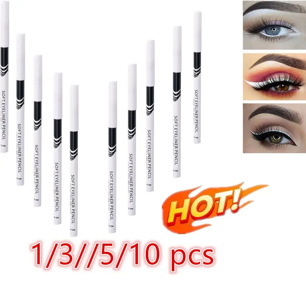 1/3/5/10Pcs New White Eyeliner Makeup Lasting Smooth Easy To Wear Eyes Brightener Waterproof Eyes Liner Pencils Eye Makeup Tools