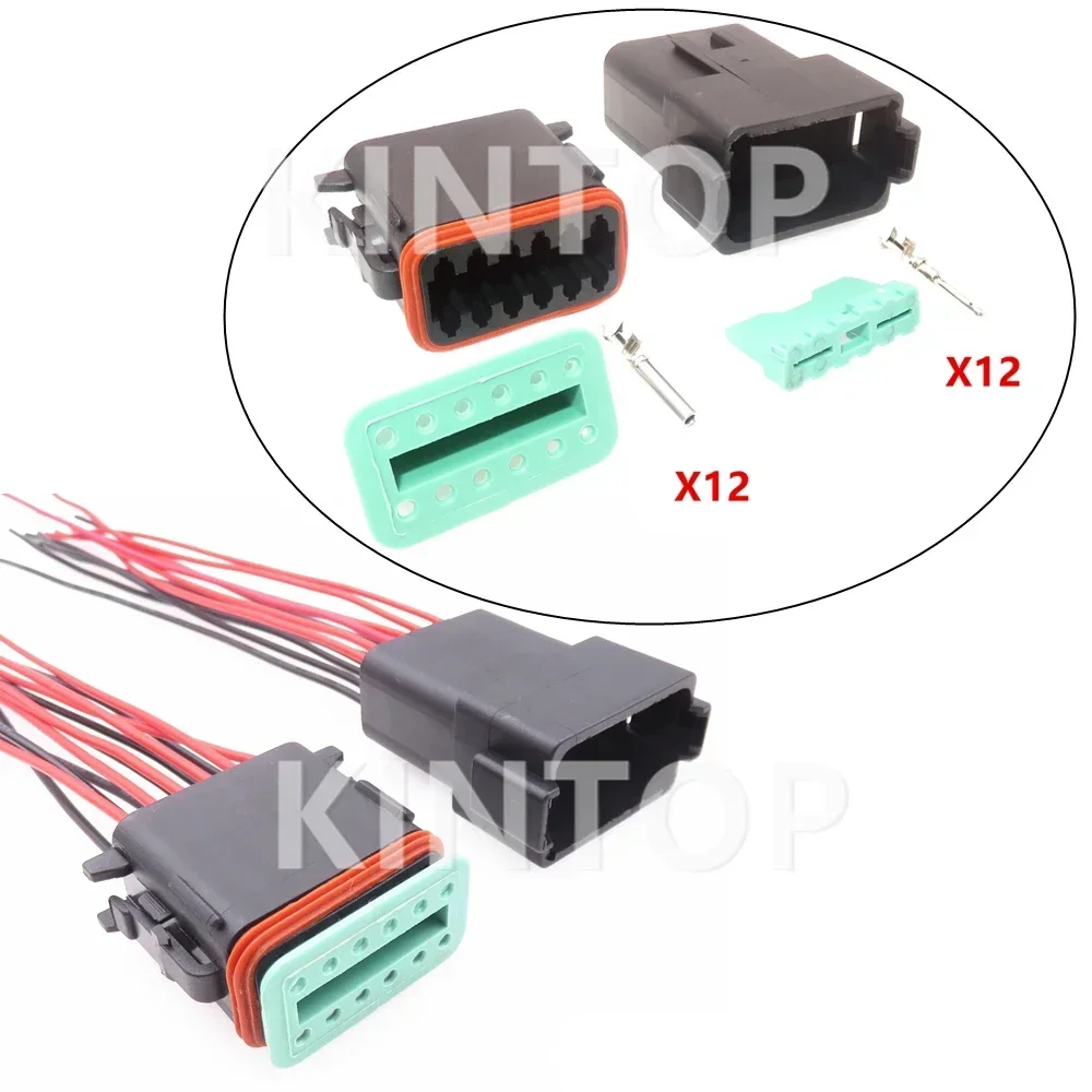 1 Set 12 Pins AC Assembly Automobile Wire Cable Plug Auto Large Current Sealed Adapter DT04-12P DT04-12S Car Connector Assembly