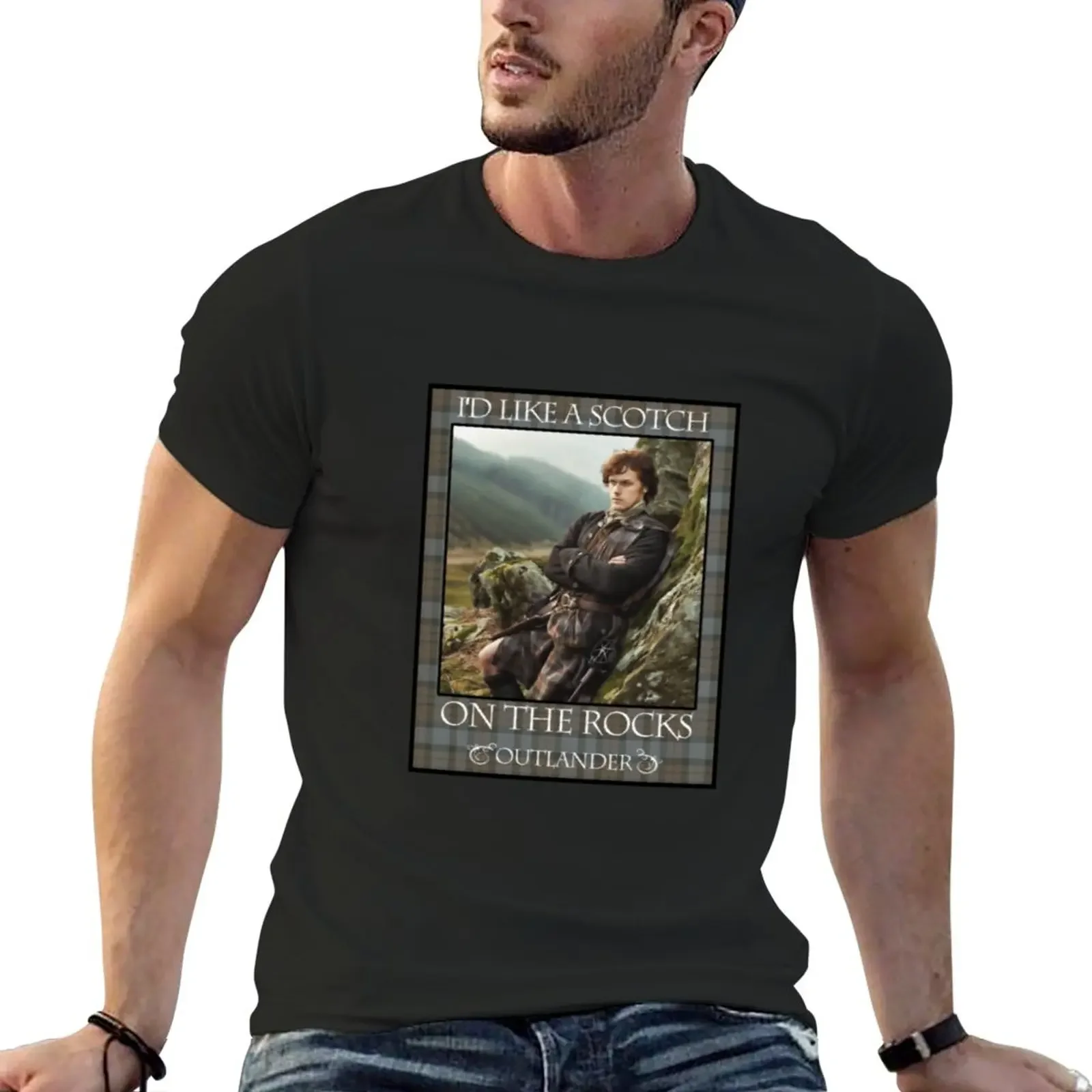 Outlander On Starz T-ShirtI'd Like a Scotch on the Rocks T-Shirt T-shirt short oversized t shirts for men