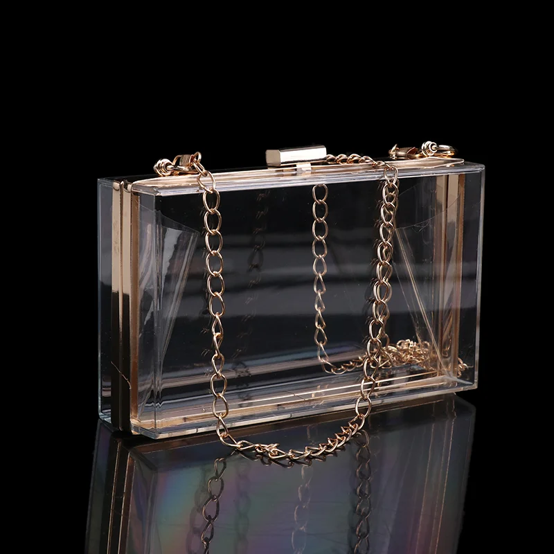 Transparent Acrylic Box Clutch Bag Chain Messenger Bag Women Evening Bags Handbag Chain Shoulder Bag Cosmetic Bag【SMQ】