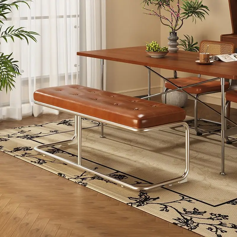 

chair dining table stool household shoe changing stool bedroom bedside stool stainless steel light luxury, high-end bench